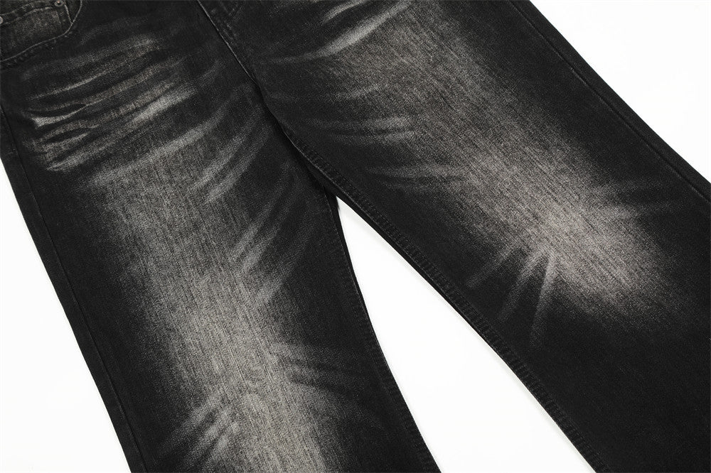 Washed White Denim Bootcut Pants Men