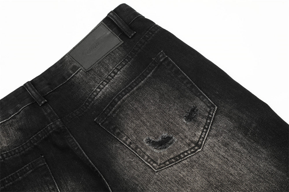 Washed White Denim Bootcut Pants Men