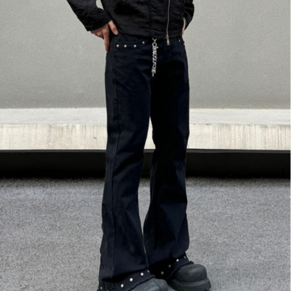 Retro Rivet And Raw-edge Designer Jeans From Europe And America