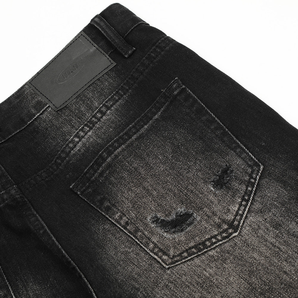 Washed White Denim Bootcut Pants Men