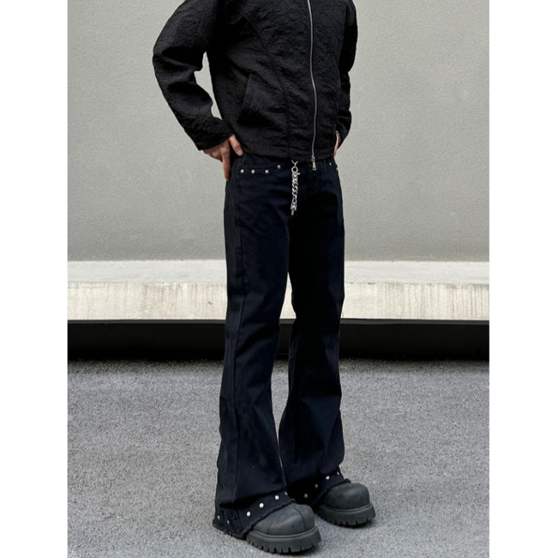 Retro Rivet And Raw-edge Designer Jeans From Europe And America