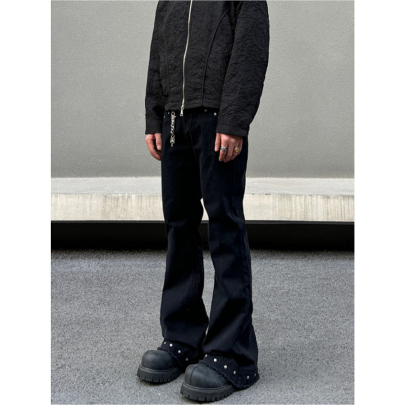 Retro Rivet And Raw-edge Designer Jeans From Europe And America