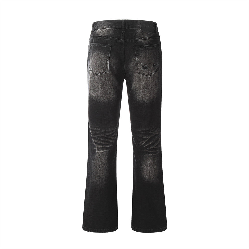 Washed White Denim Bootcut Pants Men